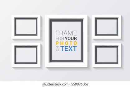 3D Frame. Realistic design. For picture or your presentations. Isolated on a gray background. Free space for text. Vector illustration.