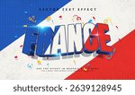3d France style, editable vector text effect. France flag concept, suitable for celebrating France event theme.