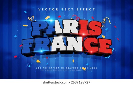 3d France style, editable vector text effect. France flag concept, suitable for celebrating France event theme.