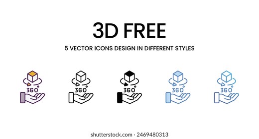 3d free icons vector set stock illustration.