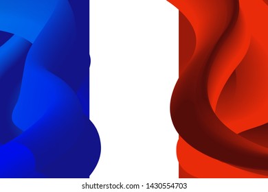 3d french flag. July 14 - national the day of France (Bastille) is a symbol of patriotism in Paris. vector illustration