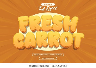 3d fresh carrot editable text effect with cartoon text style and with comic backfground
