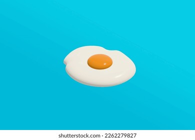 3D Fried egg on a blue background.  Vector Illustration. EPS 10