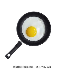 3d fried eggs in frying pan top view