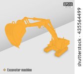 3D front shovel excavator Wireframe Top view / EPS10 Vector