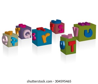 3D Fun and Cute cube font - pqrstu