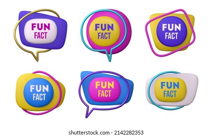 3d Fun Fact Badge Set. Collenction Of Realistic Label Or Sticker, Did You Know Concept. Vector Render Bubble Isolated On White Background