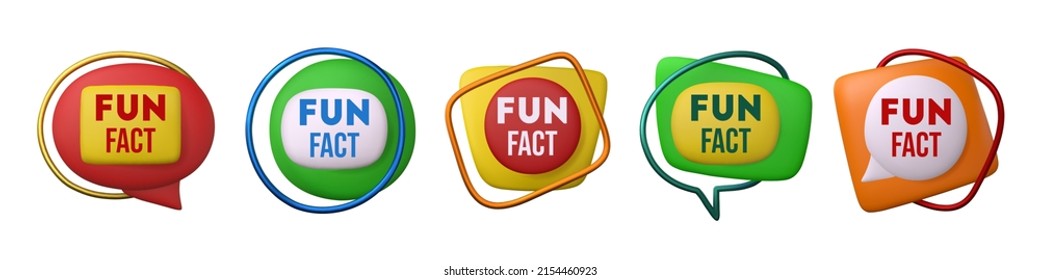 3d Fun fact badge set. Collection of realistic label or sticker, did you know concept. Vector render bubble isolated on white background