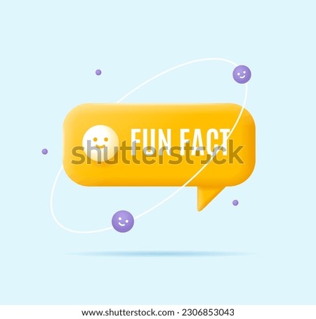 3d Fun Fact Banner Concept Cartoon Style with Yellow Speech Bubble. Vector illustration of Knowledge or Information