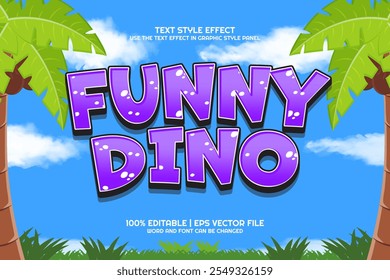 3d Funny Dino Cartoon Editable Text Effect