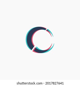3d future letter c logo vector design. glitch letter c logo template on white background