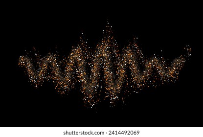 3D futuristic circle wave. Abstract digital background. Glowing music sound wave with dots and lines. Vector technology backdrop with moving white particles. Graphic effect network connection.