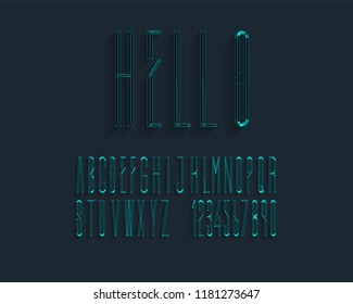 3D futuristic condensed font set