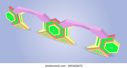 3d entrada de túnel digital futurista de alta tecnología puerta con logo de espacio en blanco. Vector editable aislado.