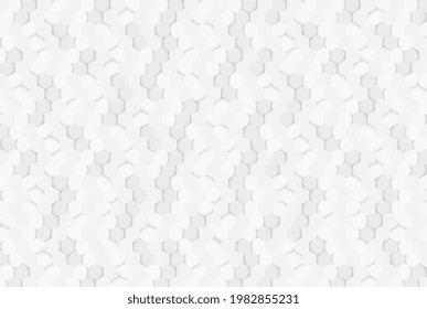 
3D Futuristic honeycomb mosaic white background design and Realistic geometric mesh cells texture and Modern Abstract white vector wallpaper with hexagon grid.eps