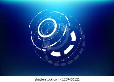 3D Futuristic HUD Technology Elements Design. Big Data, Virtual Reality, Artificial Intelligence, Hologram Screen, Science Fiction, Security System. Vector EPS 10 Illustration
