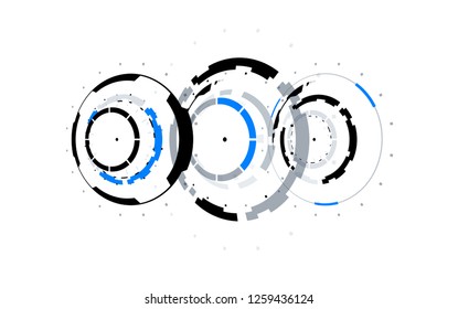 3D Futuristic HUD Technology Elements Design. Big Data, Virtual Reality, Artificial Intelligence, Hologram Screen, Science Fiction, Security System. Vector EPS 10 Illustration