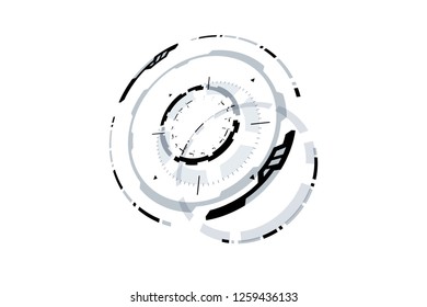 3D Futuristic HUD Technology Elements Design. Big Data, Virtual Reality, Artificial Intelligence, Hologram Screen, Science Fiction, Security System. Vector EPS 10 Illustration