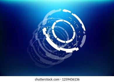 3D Futuristic HUD Technology Elements Design. Big Data, Virtual Reality, Artificial Intelligence, Hologram Screen, Science Fiction, Security System. Vector EPS 10 Illustration
