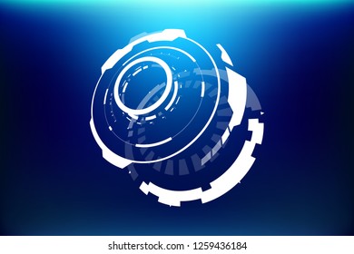 3D Futuristic HUD Technology Elements Design. Big Data, Virtual Reality, Artificial Intelligence, Hologram Screen, Science Fiction, Security System. Vector EPS 10 Illustration