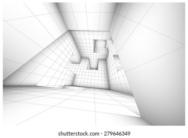 3d futuristic labyrinth shaded vector interior illustration