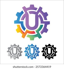 3D futuristic letter Gear logo icon, circle, automotive, technical, mechanic, machine gear logo in simple and techy design style