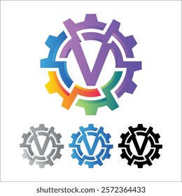3D futuristic letter Gear logo icon, circle, automotive, technical, mechanic, machine gear logo in simple and techy design style