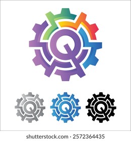 3D futuristic letter Gear logo icon, circle, automotive, technical, mechanic, machine gear logo in simple and techy design style