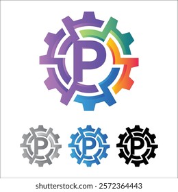 3D futuristic letter Gear logo icon, circle, automotive, technical, mechanic, machine gear logo in simple and techy design style