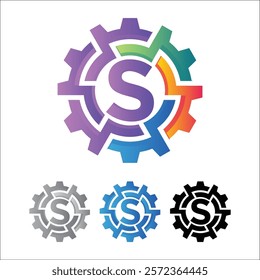 3D futuristic letter Gear logo icon, circle, automotive, technical, mechanic, machine gear logo in simple and techy design style