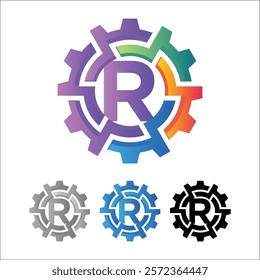 3D futuristic letter Gear logo icon, circle, automotive, technical, mechanic, machine gear logo in simple and techy design style