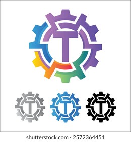 3D futuristic letter Gear logo icon, circle, automotive, technical, mechanic, machine gear logo in simple and techy design style