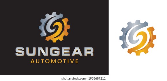 3D futuristic letter S Sun Gear logo icon, circle, automotive, technical, mechanic, machine gear logo in simple and techy design style