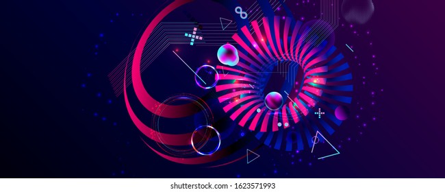 3d Futuristic Neon Space Background Planets Stock Vector (royalty Free 