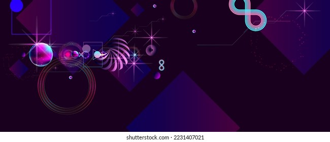 3d futuristic neon space background with planets and geometric elements. Abstraction background