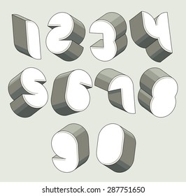 3d futuristic numbers set, monochrome numerals for advertising and web design.