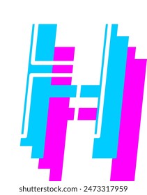 3D Futuristic Pixel Letter Alphabet Vector Element