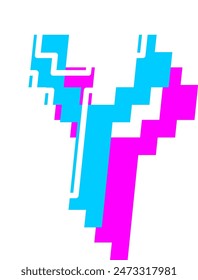 3D Futuristic Pixel Letter Alphabet Vector Element