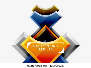 3d futuristic shapes vector abstract background made of glossy pieces with light effects. Modern design