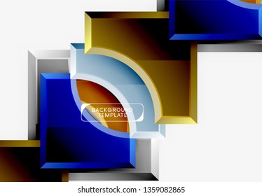 3d futuristic shapes vector abstract background made of glossy pieces with light effects. Modern design