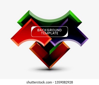 3d formas futuristas vectorial fondo abstracto hecho de piezas glosas con efectos de luz. Diseño moderno