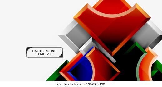 3d formas futuristas vectorial fondo abstracto hecho de piezas glosas con efectos de luz. Diseño moderno