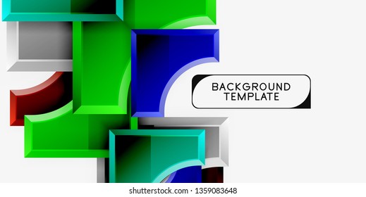 3d futuristic shapes vector abstract background made of glossy pieces with light effects. Modern design