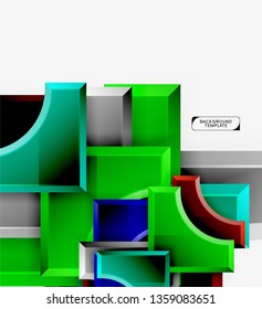 3d formas futuristas vectorial fondo abstracto hecho de piezas glosas con efectos de luz. Diseño moderno