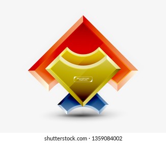 3d futuristic shapes vector abstract background made of glossy pieces with light effects. Modern design
