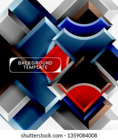3d formas futuristas vectorial fondo abstracto hecho de piezas glosas con efectos de luz. Diseño moderno