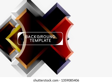 3d formas futuristas vectorial fondo abstracto hecho de piezas glosas con efectos de luz. Diseño moderno