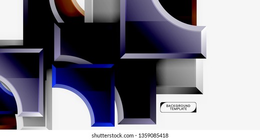 3d futuristic shapes vector abstract background made of glossy pieces with light effects. Modern design