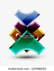 3d futuristic shapes vector abstract background made of glossy pieces with light effects. Modern design