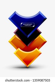 3d formas futuristas vectorial fondo abstracto hecho de piezas glosas con efectos de luz. Diseño moderno
